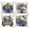 Home Decor Blue Pumpkins And Fall Elements Pillow Covers Pattern Cushion Cover Suitable For Sofa Bedroom Car Pillow Cover