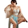 Classical belly pocket chiffon perspective uniform temptation sex suit hot pure desire light yarn antique embroidery sex pajamas