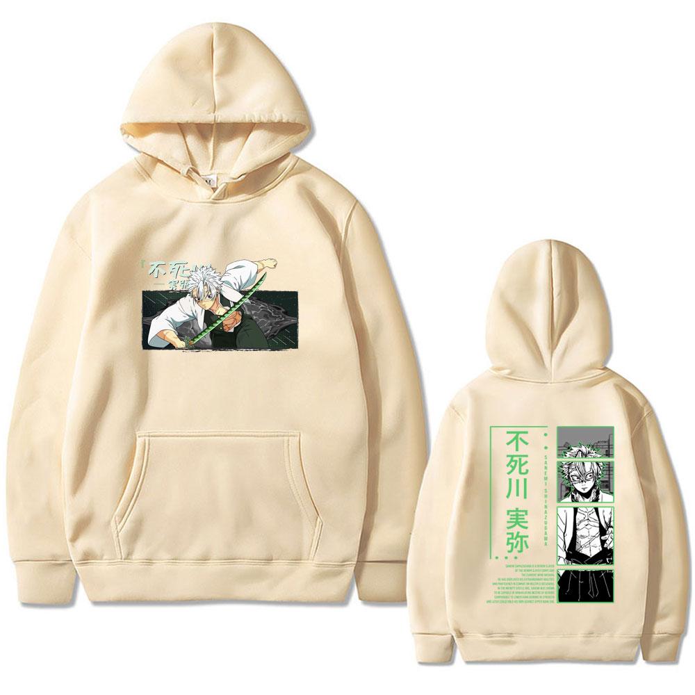 Аниме Demon Slayer Шинадзугава Санеми Графическое Худи Kimetsu No Yaiba Принт Толстовка Мужская Мода Оверсайз Уличная Одежда