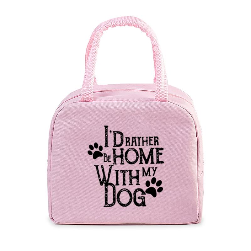 Bento Thermal Bag Pug Dog Cartoon Print Women Insulation Portable Pouch Food Picnic Fresh Cooler Lunch Bag for School Student