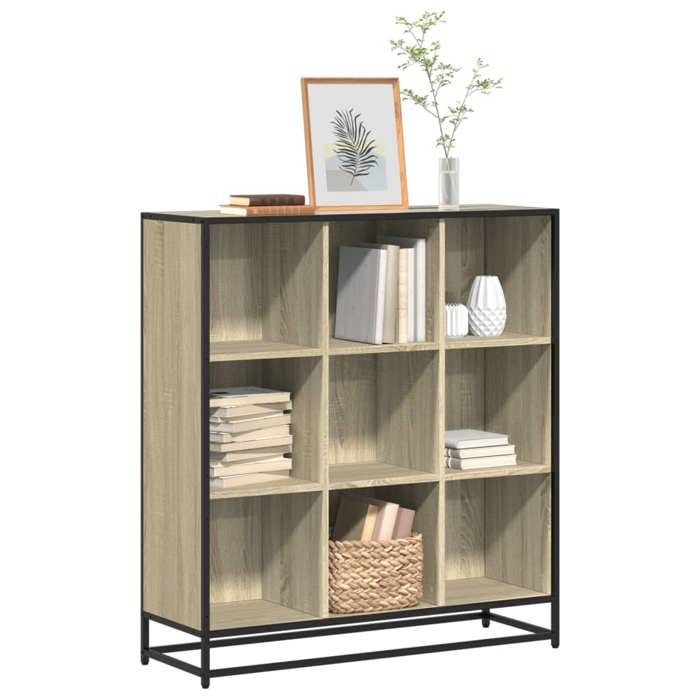 VidaXL Bibliothèque chêne sonoma 97,5x33x107,5cm bois ingénierie métal, étagère à livres, porte-livres, support à livres, 3300861