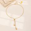 Golden Water Drop Pendant Alloy Necklace, a Cold and Elegant, Light Luxury and Niche Sweater Chain for Women