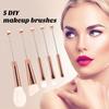 5Pcs/Set Makeup Brush Set DIY Metal Handle Beaded Finely Made Soft Bristles Natural Delicate Makeup Effect Brushes