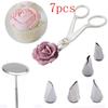 7Pcs/set Flower Scissor+Cake Tray +5pcs Tulips Rose Nozzle Nail Decor Lifter Fondant  Cream Transfer Baking Pastry Kitchen