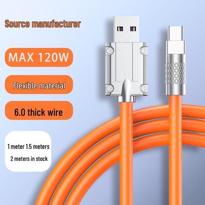 Кабель быстрой зарядки 120 Вт из цинкового сплава для Android, Apple, Huawei со светодиодным индикатором