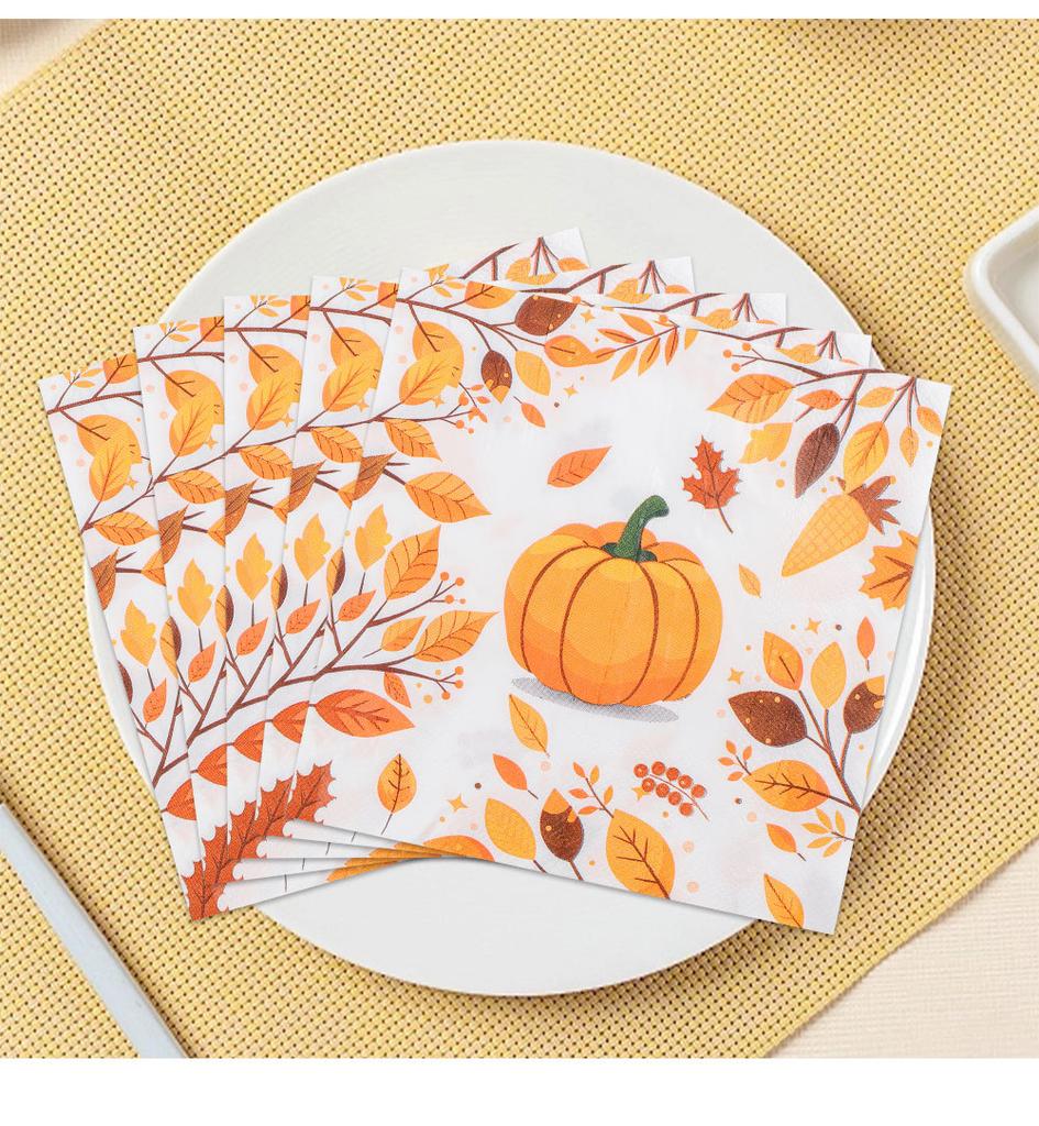 Autumn Maple Leaf Thanksgiving Theme Autumn Pumpkin Tissue Gratitude Festival Party Disposable Paper Napkins