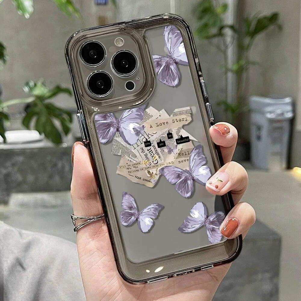 Прозрачный чехол для телефона с бабочкой для iPhone 13 Pro Max, чехол для iPhone 11 14 12 15 Pro Max X XR XS Max 7 8 Plus SE 2020, чехол