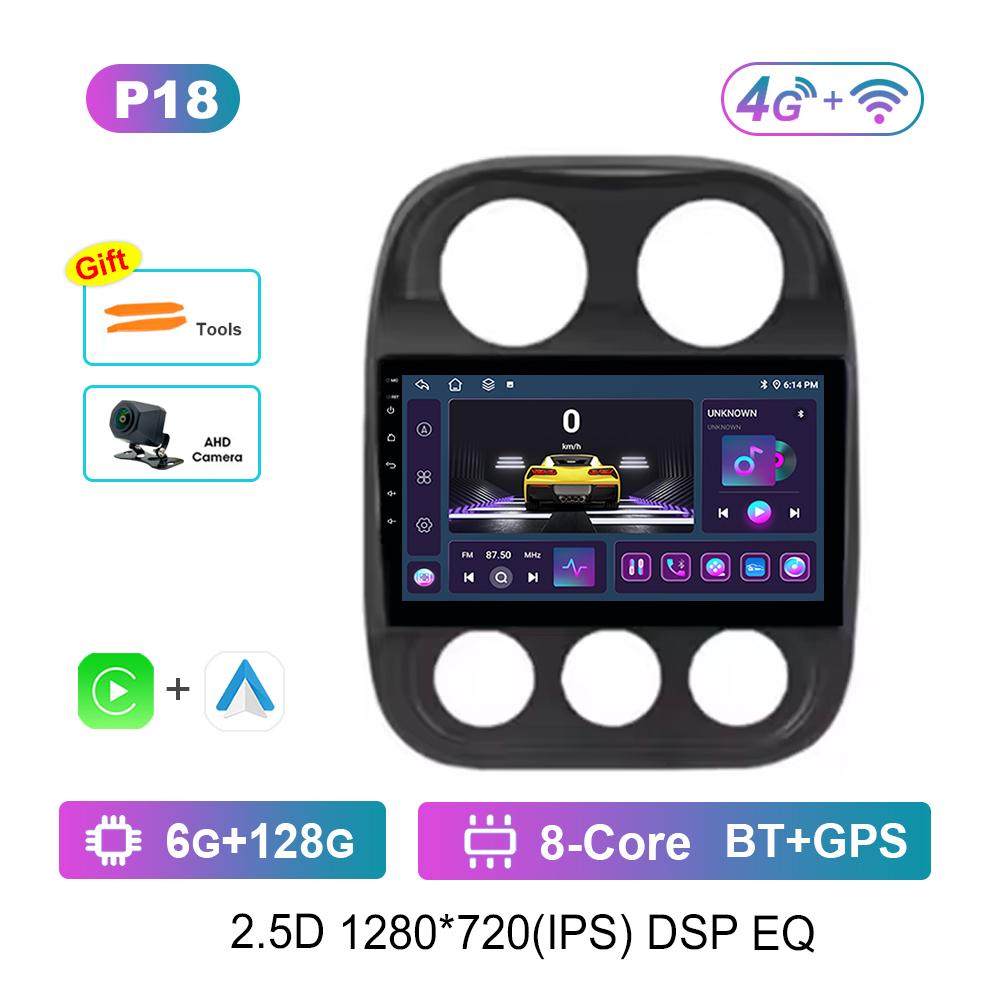 Для Jeep Compass Patriot 2011 - 2017 Автомагнитола Мультимедийный плеер ОС Android GPS Навигация 4G Carplay WiFi Автоинструменты Вентилятор охлаждения