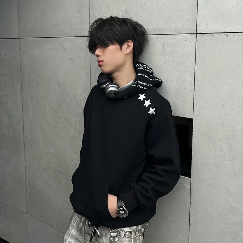 American Style Printed Hooded Sweatshirt Loose Fit Casual Pullover Teens