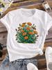 (Asian Size) Clothing Lovely Flower Trend Cute Fashion Print Women Casual Top Lady Female  Short Sleeve T Shirt Tee Graphic T-shirts