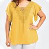 Women Fashion Plus Size Lace T-Shirt Blouse  Short Sleeve Tops