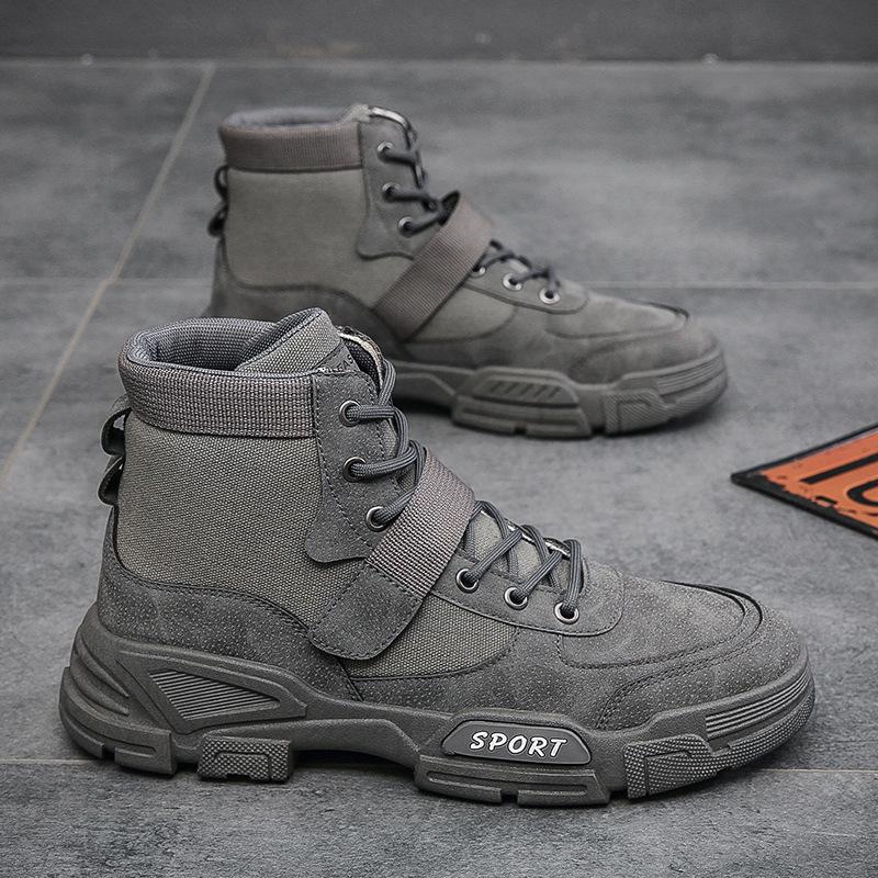 Мода 2024 Мужские ботинки на платформе Комфортные ботинки-дезерты Ретро Повседневные туфли с высоким верхом для мужчин Круглый носок Нескользящие походные ботильоны Botas Hombre