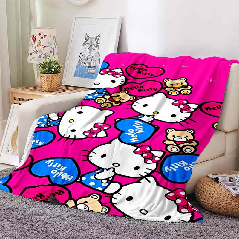 1P CHello Kitty plush blanket, made of flannel, suitable for living room, bedroom, bed, sofa, office and other places, can be us