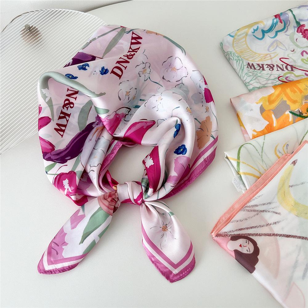 Модный декоративный шарф, повязка для волос, резинка для волос 70, маленький квадратный шарф, шелковый шарф, женский весенне-осенний универсальный маленький шарф, профессиональный шарф
