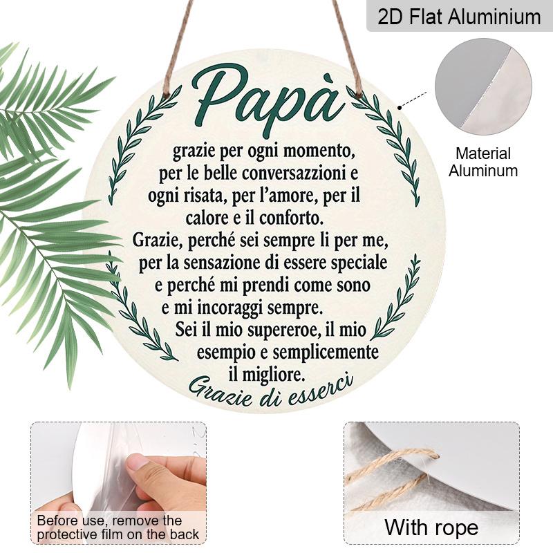 2D Flat, 1pc 7.87x7.87 Inch Round Italian-style Aluminum Sign, "Thank You Father" Vintage Decorative Plaque, Father's Day Appreciation Gift Decor