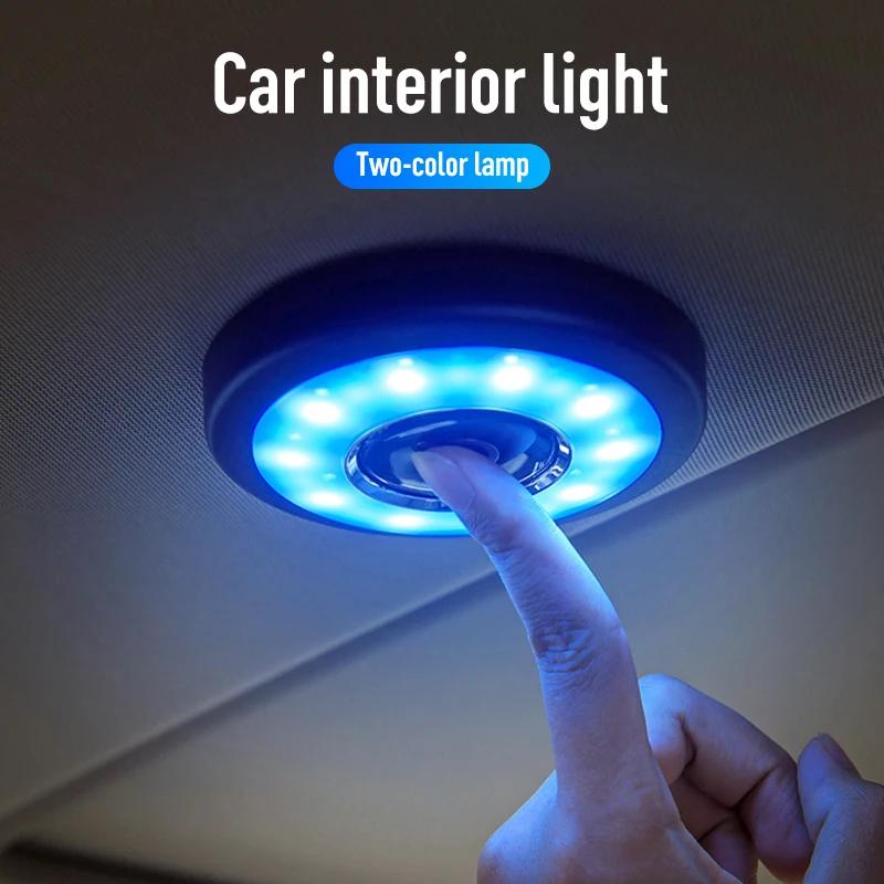 Car Roof LED Reading Light Wireless Portable Auto Interior Lamp USB Charging Touch Type Magnet Ceiling Car Night Light Universal