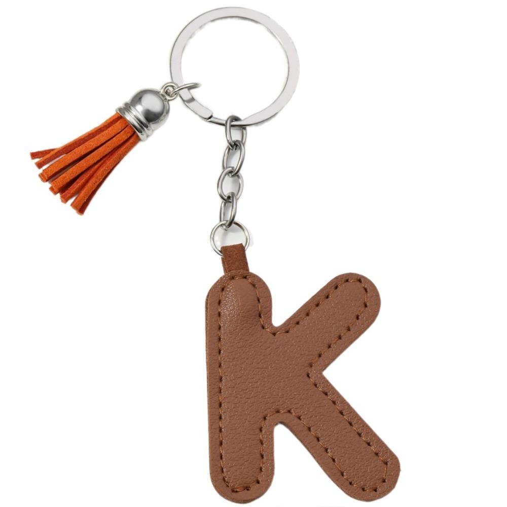Брелок для ключей с алфавитом, пряжка для ключей от автомобиля, органайзер для ключей, деловой держатель для ключей из искусственной кожи, 26 букв, брелок в подарок