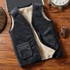 Men Winter Waistcoat V-neck Sleeveless Solid Color Thickened Plush Lining Vest