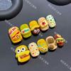 Y2K Retro Pearl Bear 3D Wing Bow Short Press On Nails Fake Nail Tips Party Birthday Gift Accessories