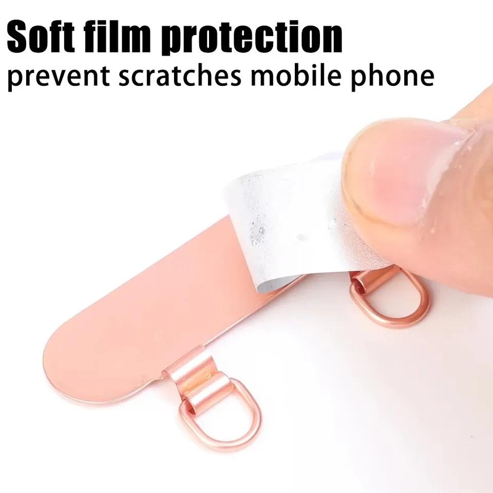 Double Ear Stainless Steel Metal Gasket Mobile Phone Strap Thin Back Connector with Hanging Chain Fixed Mobile Phone Splint