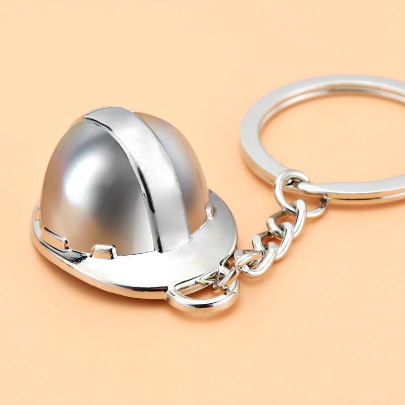 Custom Safety Keychain: Construction & Fire Helmet with Extinguisher