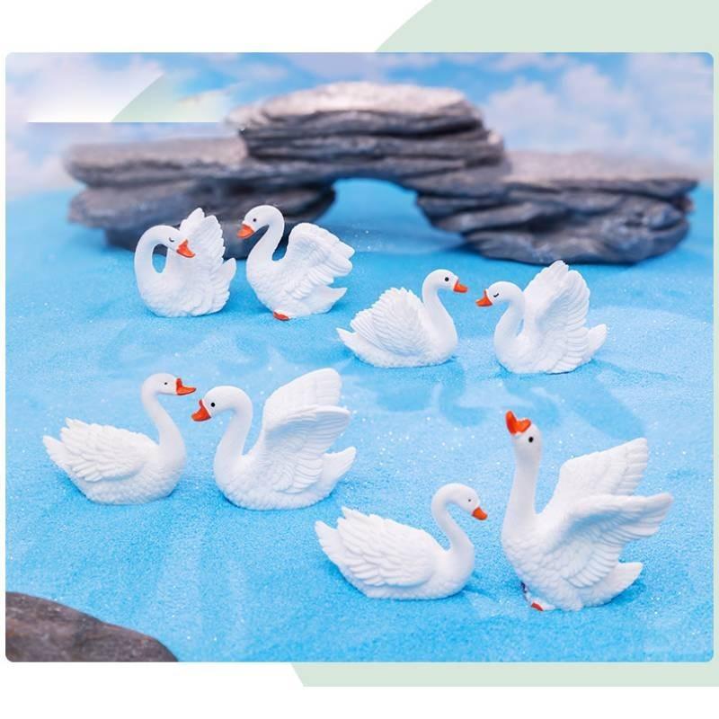 Charming Resin Swan Figurines Diy Creative Micro Landscape Desk Decorations