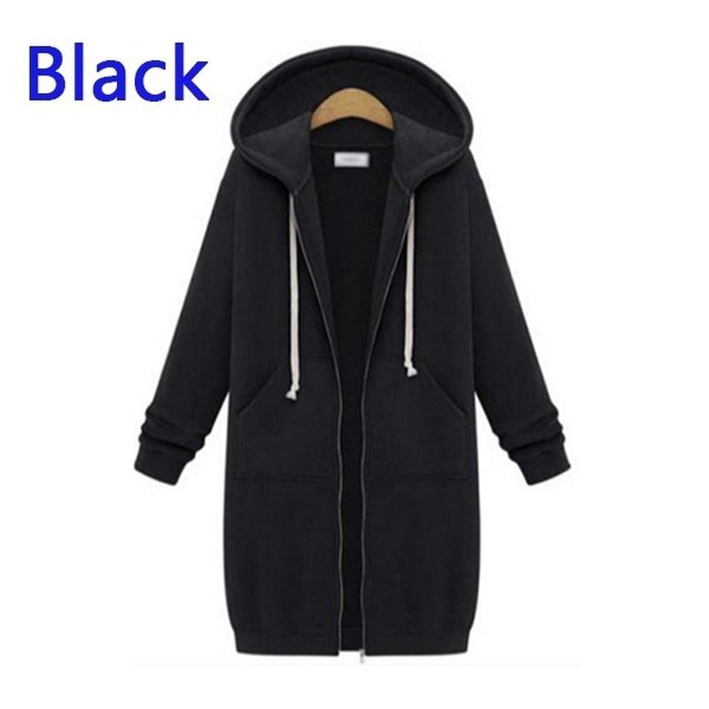Женские длинные толстовки с капюшоном, пальто, повседневная верхняя одежда с карманами на молнии, куртка