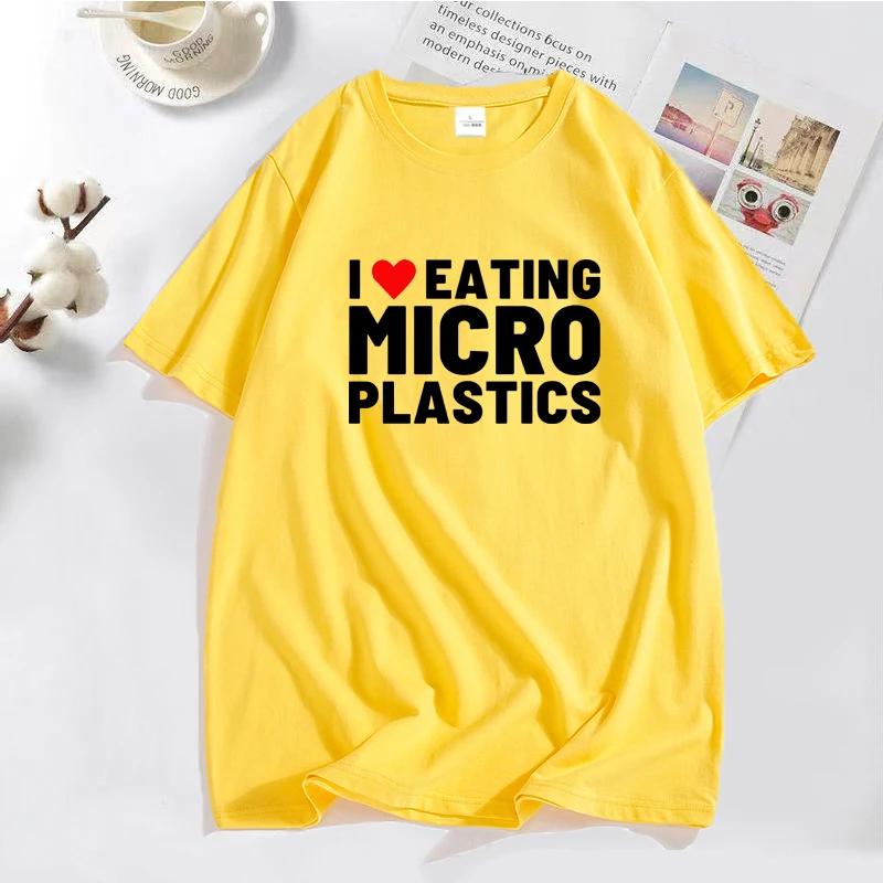 I Love Microplastics T-Shirts Men Funny Mmicroplastic Humor Letter Print Tee Tops Summer Cotton Casual T Shirt Male Clothes Tops