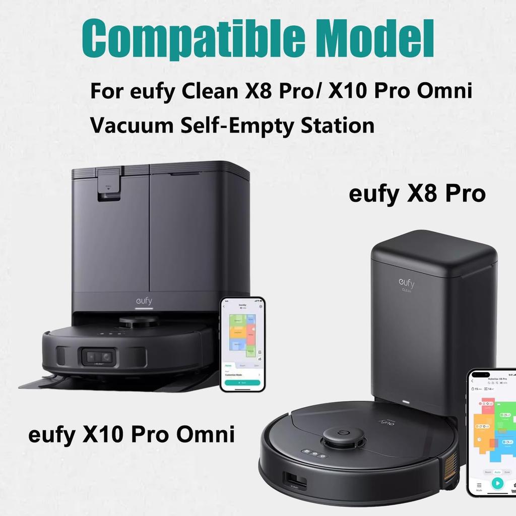 6-Pack Replacement Dust Bags for eufy X8 Pro/X10 Pro Omni Robot Vacuum Self-Emptying Station Accessories