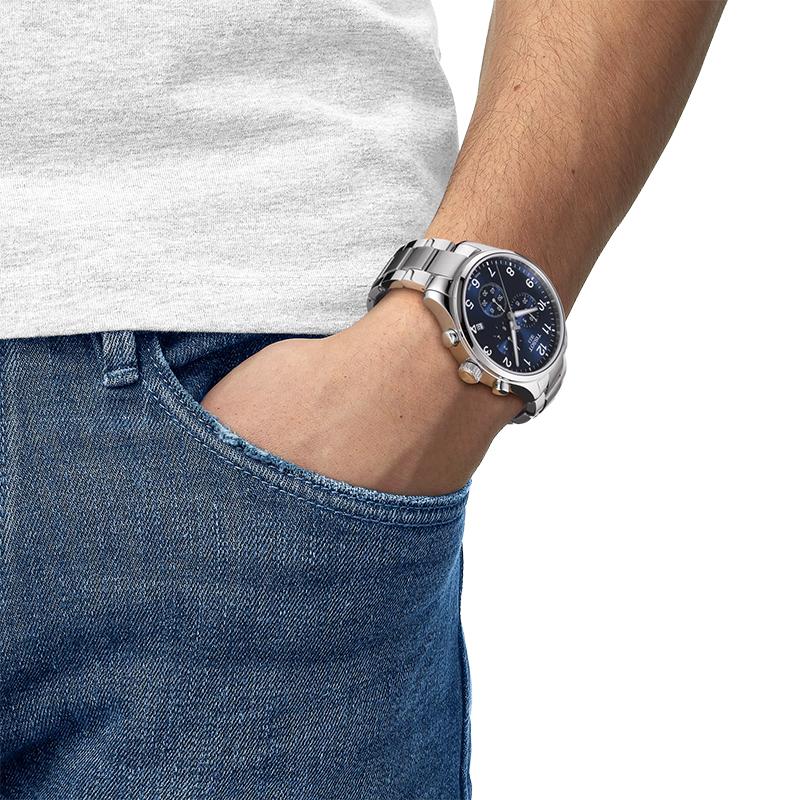 Tissot Soko Collection Мужские кварцевые часы Часы 45 мм Синий циферблат Браслет из нержавеющей стали T116.617.11.047.01-