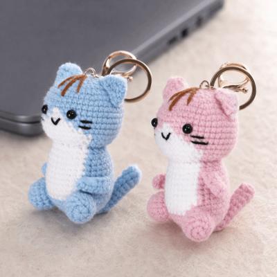 Soft Crochet Kitten Pendant Handmade Knitted Cat Keychain Mini Kitten Keychain Bag Charm