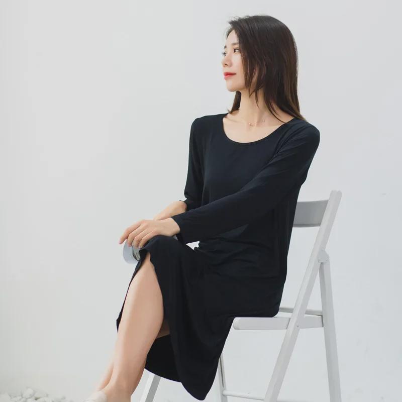 Женская ночная рубашка из модала с длинными рукавами – свободная, тонкая, идеальная для весенних и летних пижам