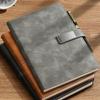 A5 Thickened Business Leather Buckle Notepad, Student Study Notebook, Work Meeting Record Book, Diary, 100 Sheets 200 Pages