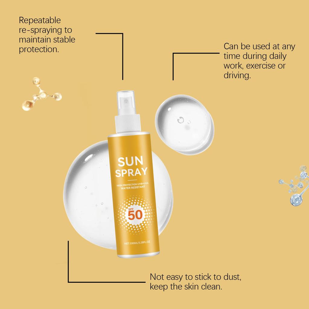 Солнцезащитный спрей для лица - Водостойкий фиксирующий спрей для макияжа, Стойкий фиксирующий спрей для макияжа, Финишный спрей для макияжа 100 мл