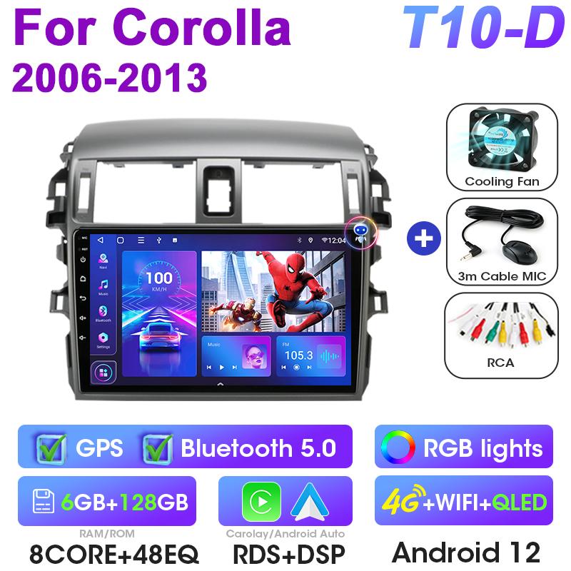 2 Din Android 12 автомобильное радио для Toyota Corolla E140/150 2006 - 2013 мультимедийный видеоплеер GPS 4G Carplay авто стерео головное устройство