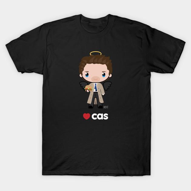 Мужская черная футболка с принтом Love Cas - Сверхъестественное Печать на трансферной бумаге без вырезания Хлопковая футболка