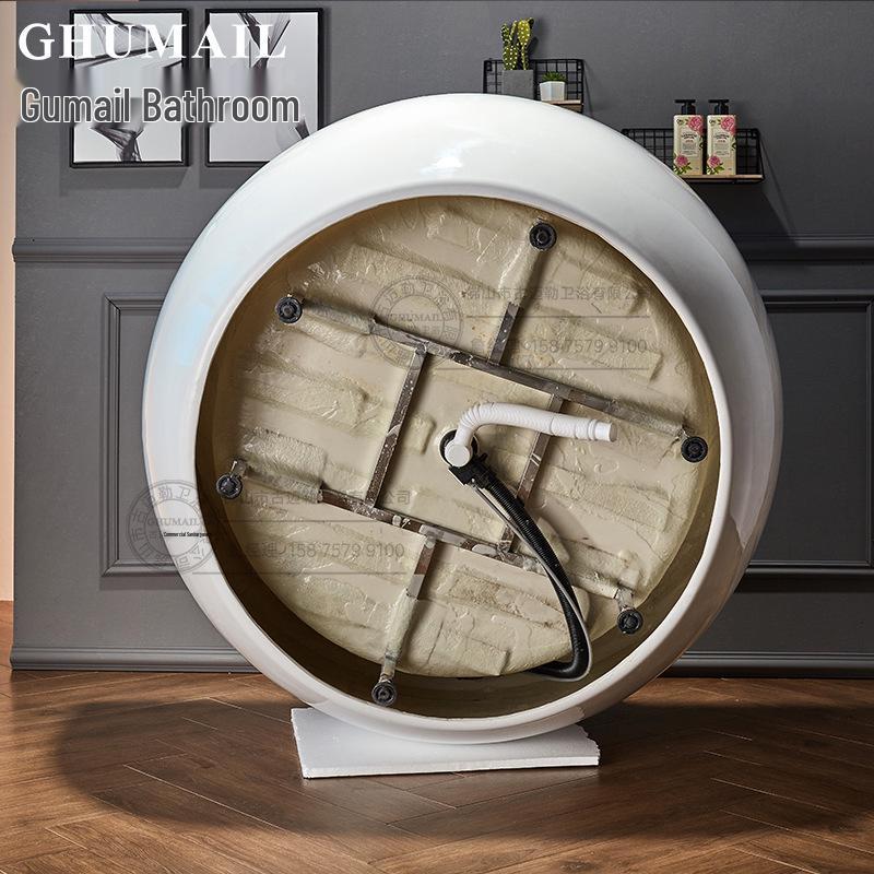 Large Round Acrylic Freestanding Bathtub with Massage, Constant Temperature, and Color Lights – Available in 1.2, 1.35, and 1.5 Meters