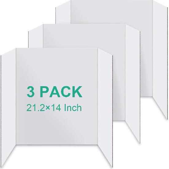3 шт. Трехстворчатый плакатный щит, 21×14 дюймов трехстворчатые плакатные щиты, Белые гофрированные проектные щиты для демонстрации работ, Научных ярмарок, Школьных проектов,