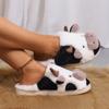 Fashion Shevalues Cute Plush Cotton Slippers For Women Winter Warm Cozy Furry Milk Cow Slides Indoor Non-slip Soft Fluffy House Slippers