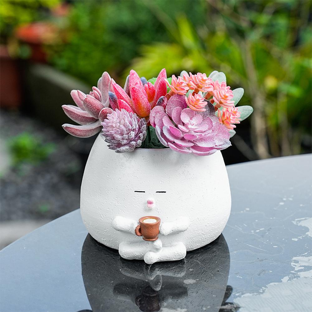 New Cute Flower Head Planter with Drainage Hole Creative Succulent Plant Pots Succulent Pots Ornament for Indoor Outdoor Plants