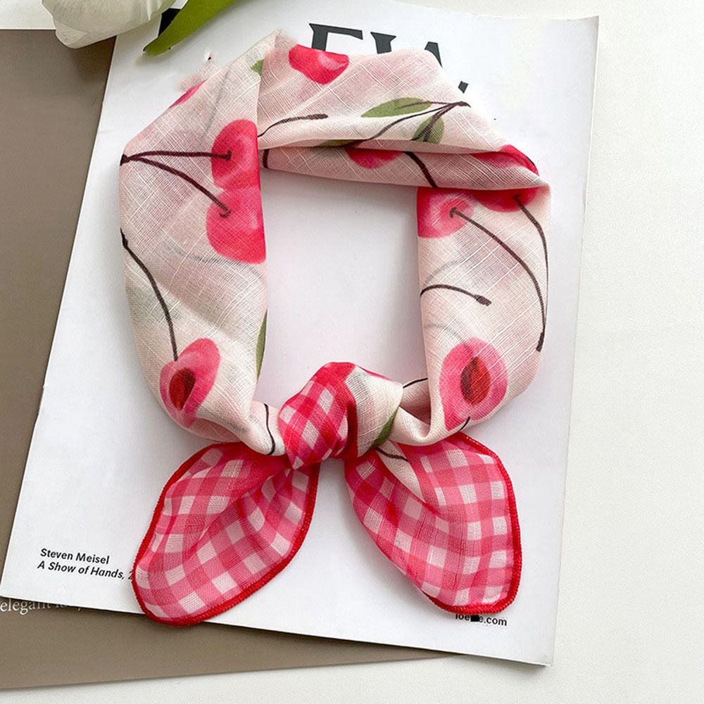 Шарфы в корейском стиле, декоративные шейные платки, квадратный платок, шелковый платок с цветочным принтом