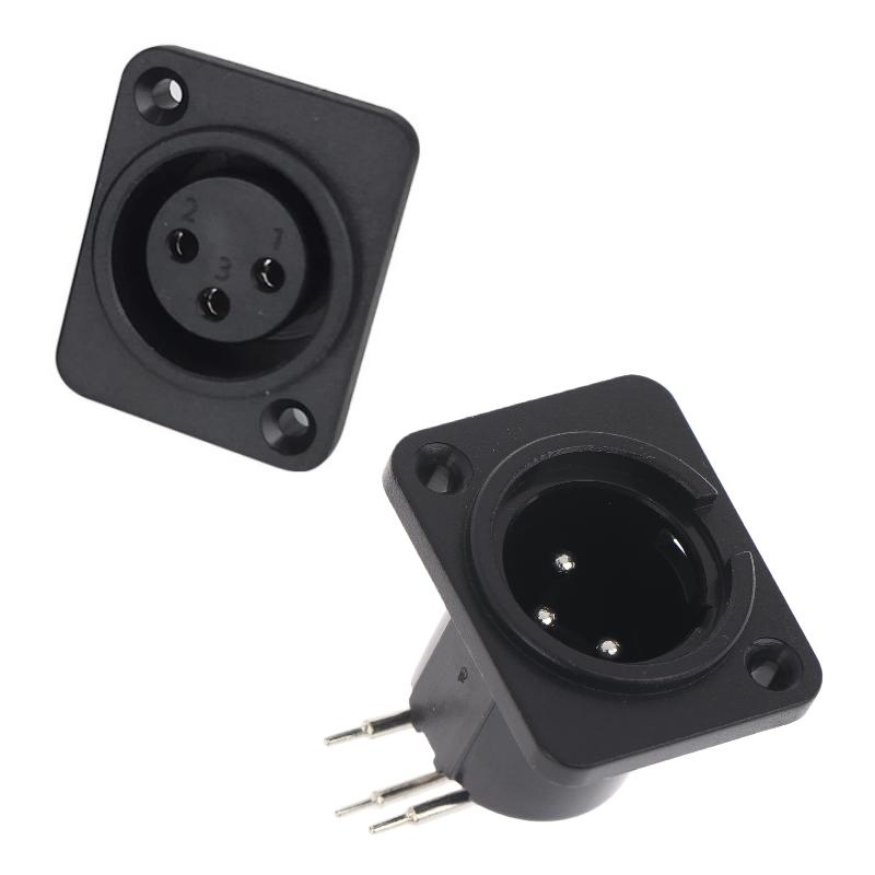 2/10Pcs Male Plug Straight Terminal Panel Mounted Connector 3 Pin Female Jack Panel Mount Black XLR Connector