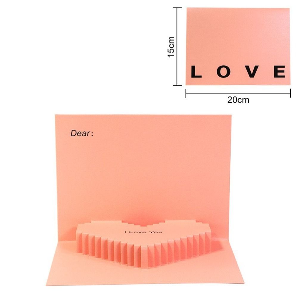 Handwriting 3D Pop-Up Valentine's Day Cards 3D Love Postcard Festival Decoration