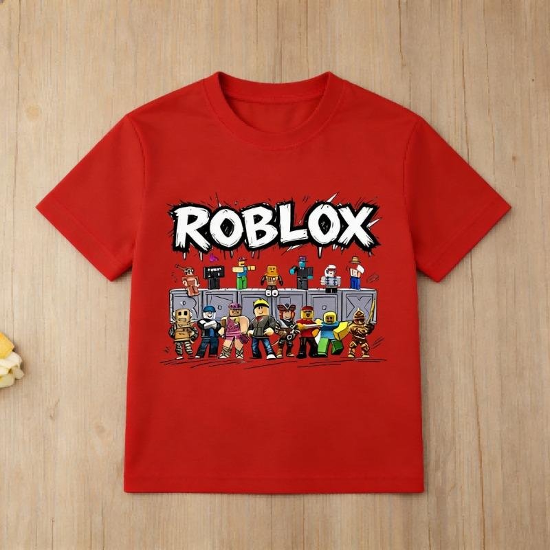 Новая детская футболка Roblox с персонажем, для мальчиков и девочек, с коротким рукавом, хлопковый топ, повседневная футболка для фанатов игр, для летнего образа, подарок на день рождения