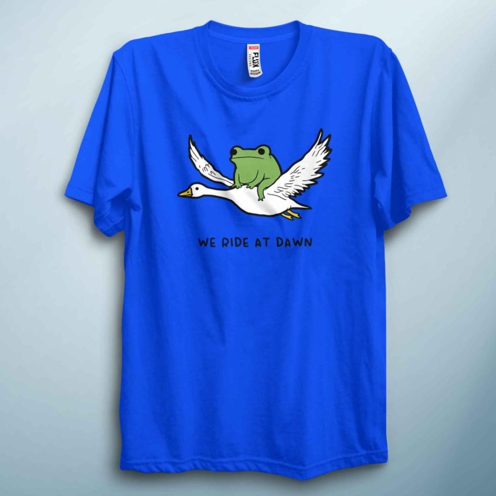 Funny Frog T Shirt We Ride At Dawn Cute Meme Shirt