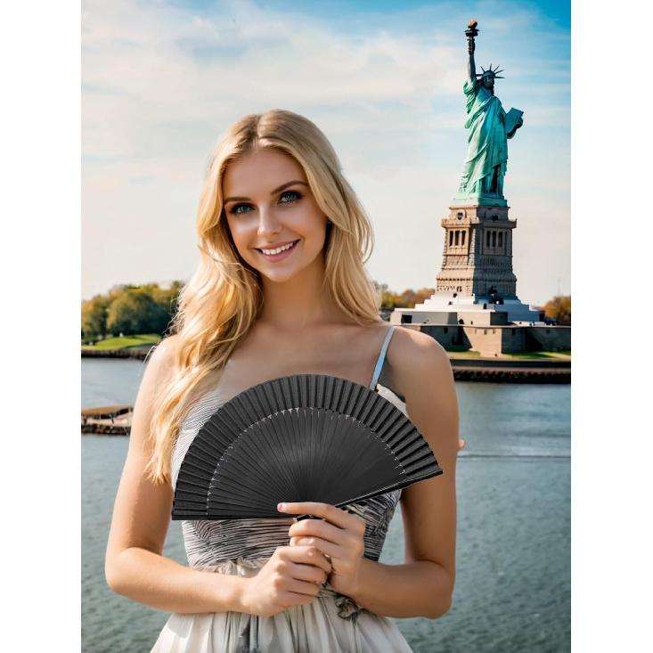 OMyTea Складной веер для женщин - Складной китайский японский винтажный бамбуковый шелковый веер - для приливов жара, церкви, декора, EDM, музыкального фестиваля,