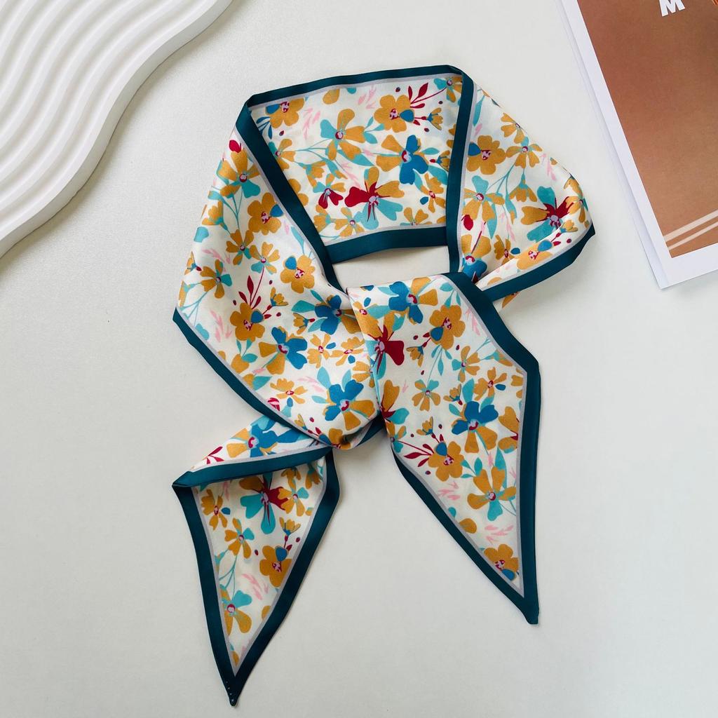 Women Scarf lady Wraps Elegant Floral Dot Spring silk scarves square Head Neck Hair Tie Band Neckerchief skinny