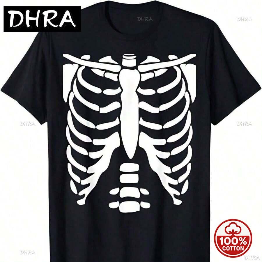 Halloween Costume Rib Cage Anatomy Tshirt Unisex Oversize Y2k Tshirts Street Breathable High Quality Heavy Soft Cotton Tee Top