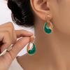 Модные серьги-капельки в стиле пэчворк для женщин, личность, геометрия, зеленая эмаль, серьги-капельки, вечеринка, ажурный циркон