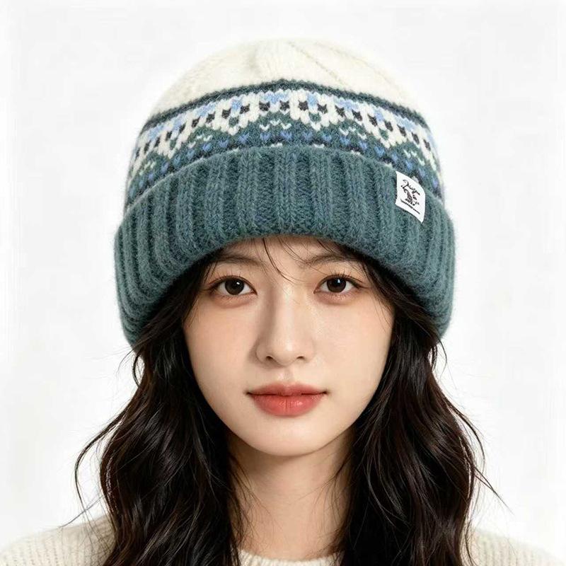 Winter velvet thickened cold-proof warm knitted hat hairball atmosphere wool hat ear protector versatile fashion hat women